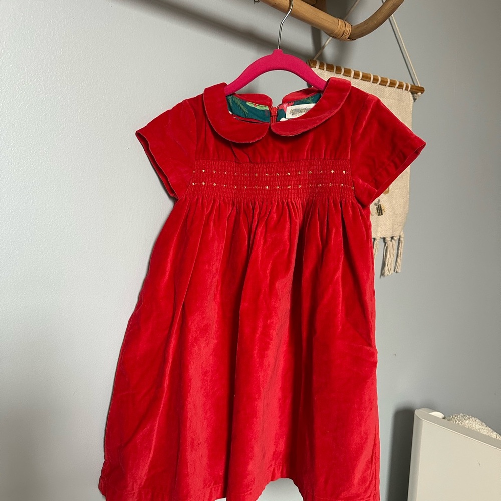 Mini Boden Red Velvet Christmas Dress size 4-5